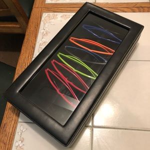 Lined Sunglasses Storage box, black leather